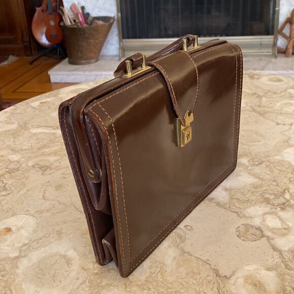 Vintage Renwick Cowhide Unique Mini Briefcase Bg - Picture 5 of 10